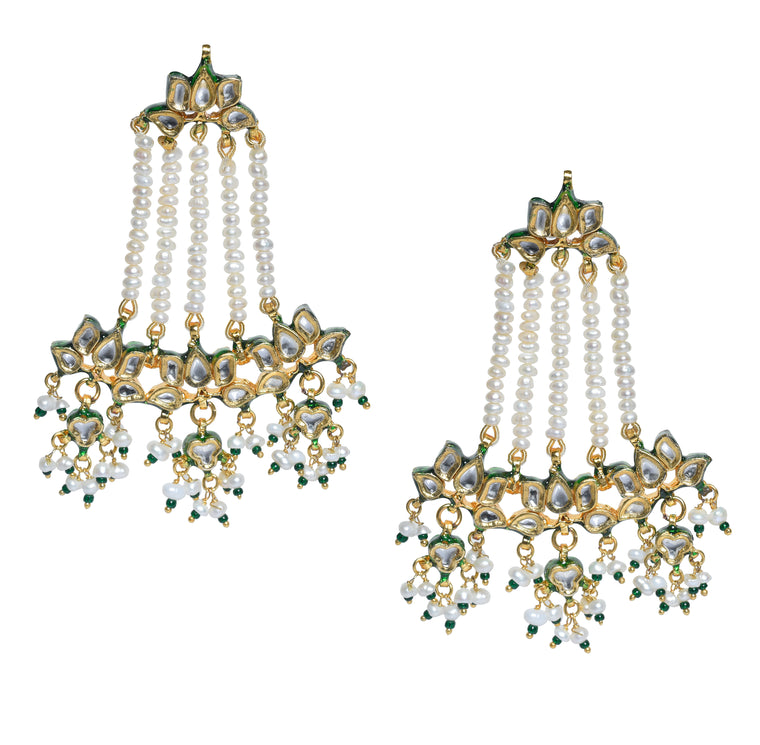silver costume earrings, Designer Kundan hangings