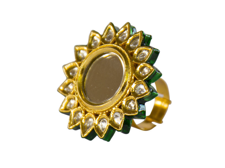 gold plated ring. Designer Kundan ring