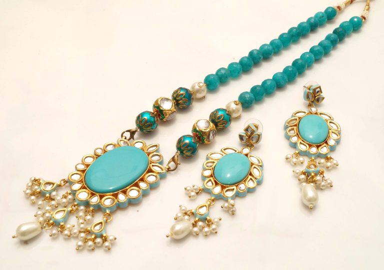 women pendant necklace, pearl and firoza pendant set