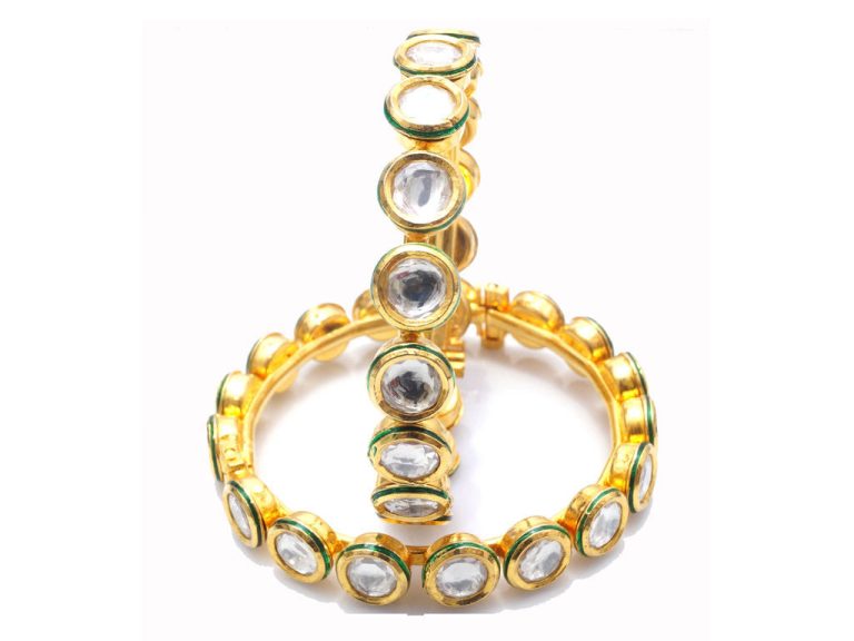 Designer Kundan bangles standing image
