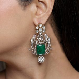 Bird Polki Victorian Earrings