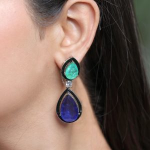 Kiara Purple Green Party Earrings